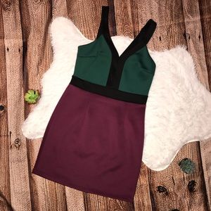 ❤️ Maroon and green block colored strappy dress